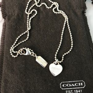 Coach Sterling Silver Heart Necklace 16”